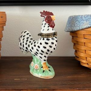 Lefton Black and White Spotted Rooster Figurine